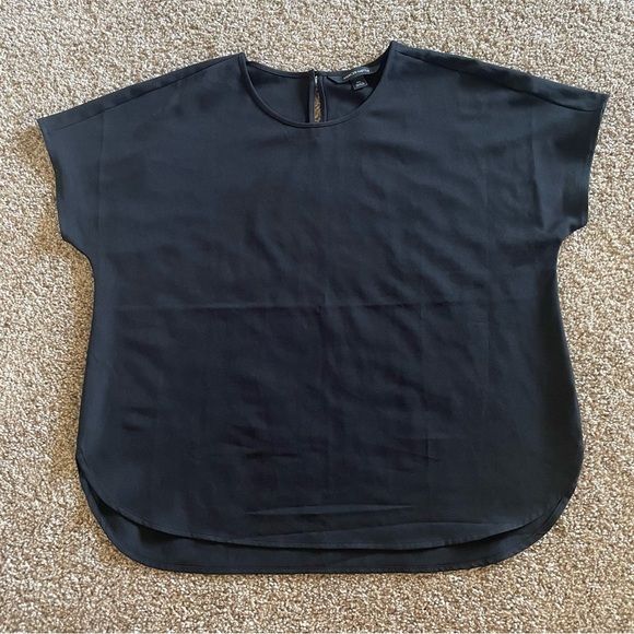 Mercer+Mettle Stretch Crepe Blouse Tunic Shirt Women’s XL Deep Black Lightweight - Picture 9 of 12